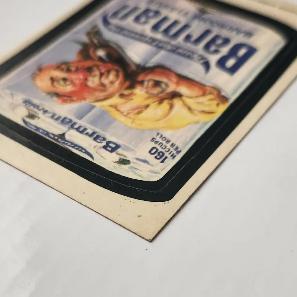 🧻 RARE Tan Back Vintage 1973 Wacky Packages - Barman Sticker (Topps) trading🍻